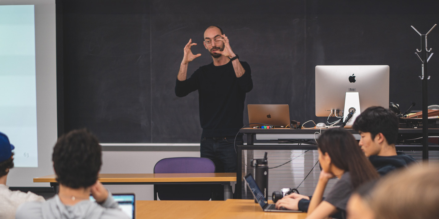Professor teaches a lecture